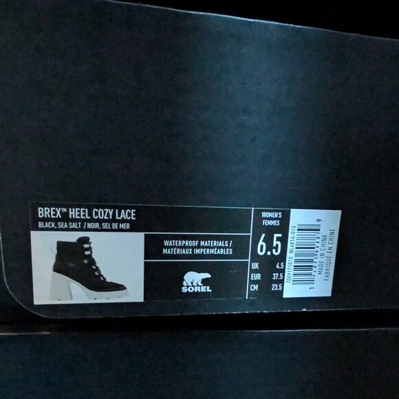 Sorel Brex Heel Women's Waterproof Boots in Black Teddy Fleece Booties Winter - Picture 6 of 8